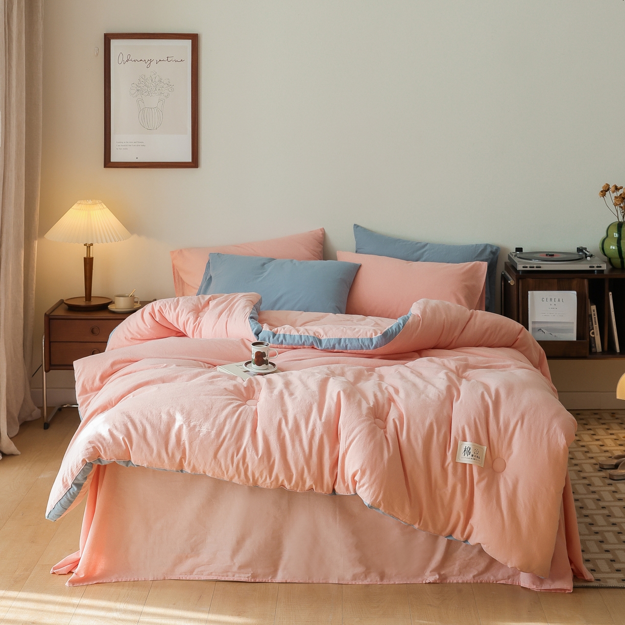 91家纺网 家纺一手货源 找家纺 雯雨家纺 2025新款里外全棉新疆棉花被被子被芯 文艺粉