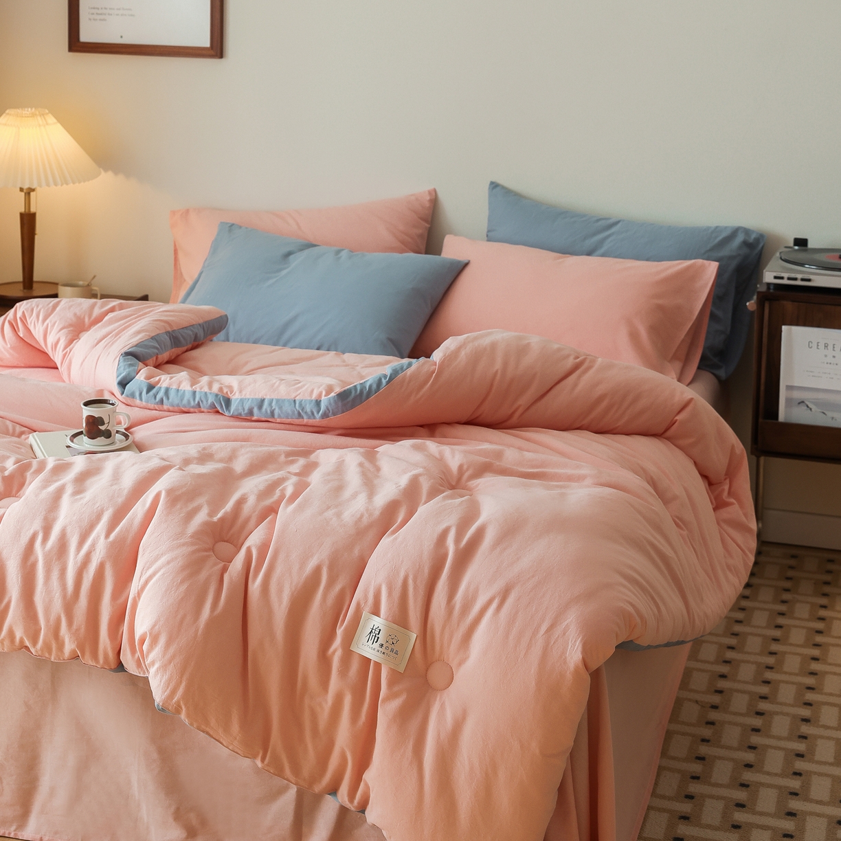 91家纺网 家纺一手货源 找家纺 雯雨家纺 2025新款里外全棉新疆棉花被被子被芯 文艺粉