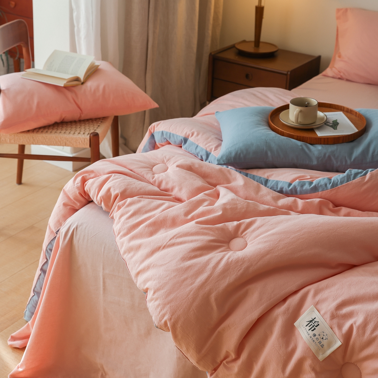 91家纺网 家纺一手货源 找家纺 雯雨家纺 2025新款里外全棉新疆棉花被被子被芯 文艺粉