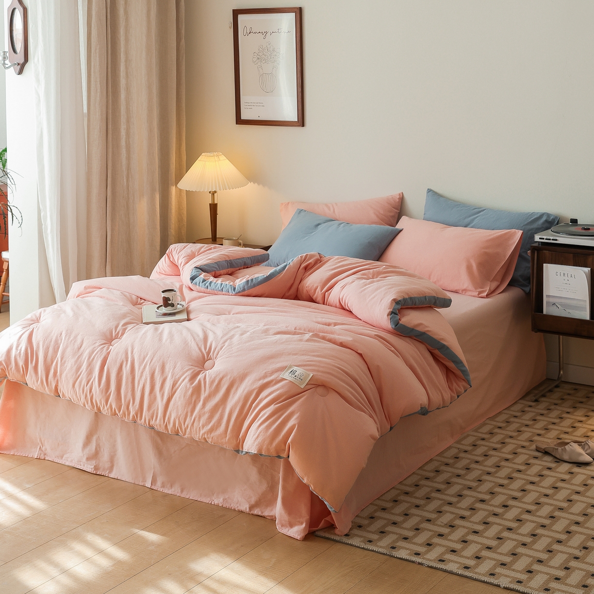 91家纺网 家纺一手货源 找家纺 雯雨家纺 2025新款里外全棉新疆棉花被被子被芯 文艺粉