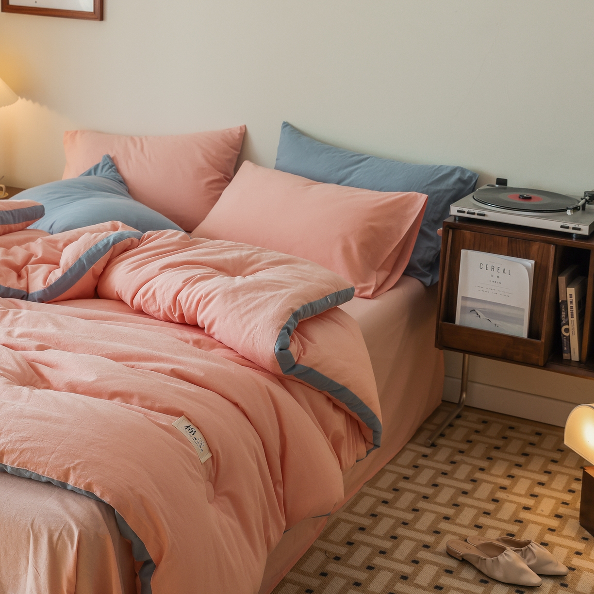 91家纺网 家纺一手货源 找家纺 雯雨家纺 2025新款里外全棉新疆棉花被被子被芯 文艺粉