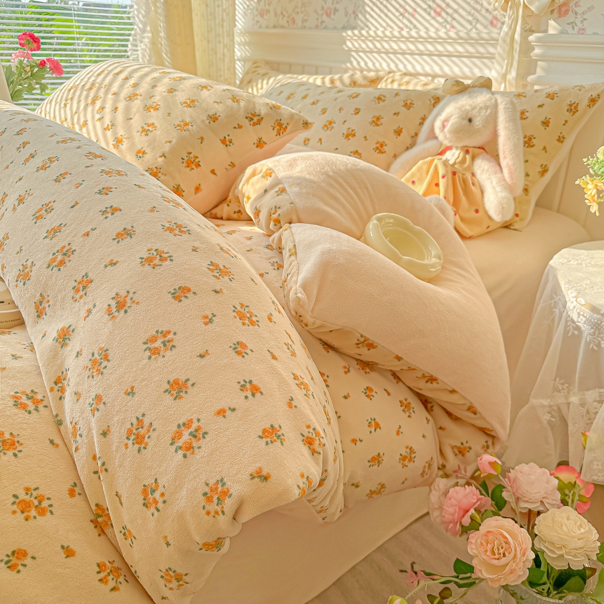 91家纺网 家纺一手货源 找家纺 （总）韩巢家纺 2025新款高克重印花牛奶绒床品四件套