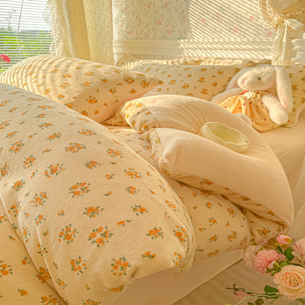 91家纺网 家纺一手货源 找家纺 （总）韩巢家纺 2025新款高克重印花牛奶绒床品四件套