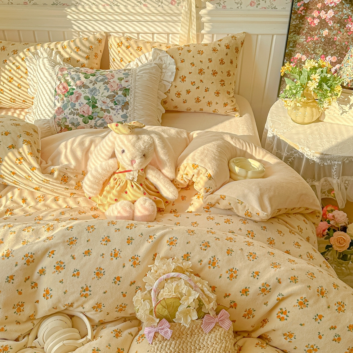 91家纺网 家纺一手货源 找家纺 （总）韩巢家纺 2025新款高克重印花牛奶绒床品四件套