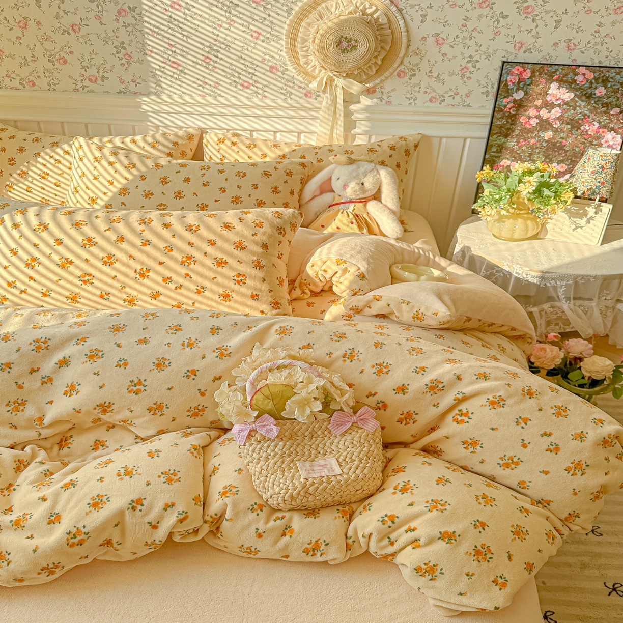 91家纺网 家纺一手货源 找家纺 （总）韩巢家纺 2025新款高克重印花牛奶绒床品四件套