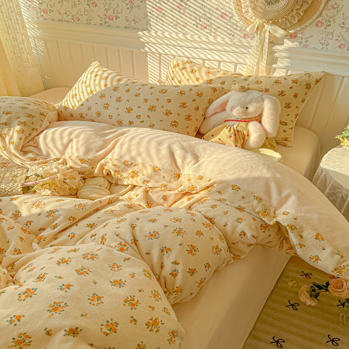 91家纺网 家纺一手货源 找家纺 （总）韩巢家纺 2025新款高克重印花牛奶绒床品四件套