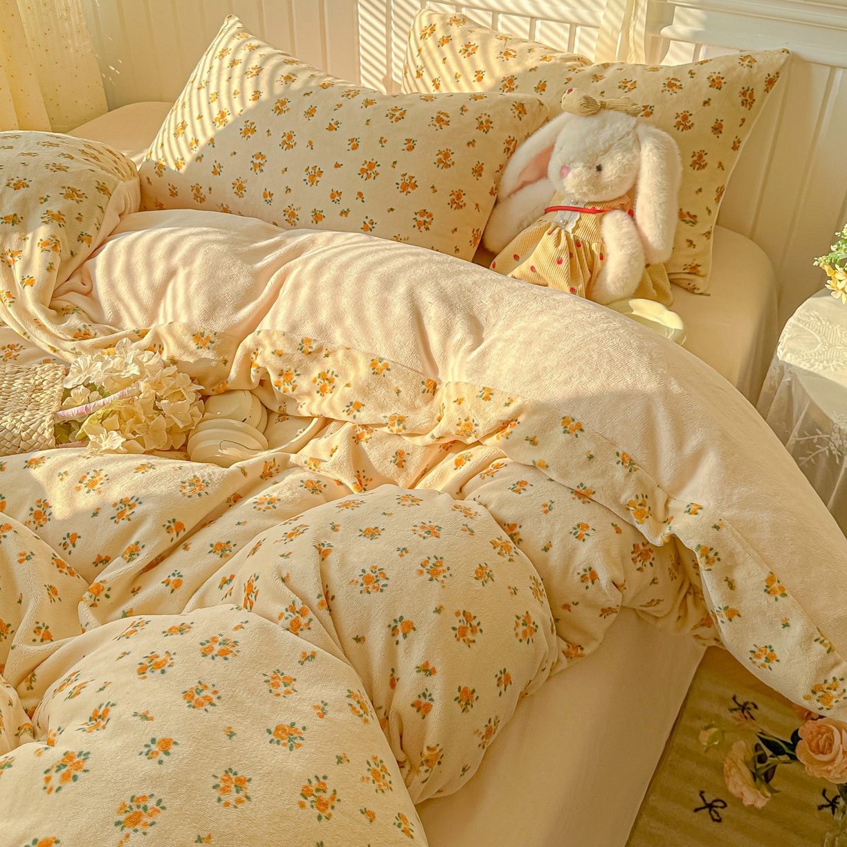 91家纺网 家纺一手货源 找家纺 （总）韩巢家纺 2025新款高克重印花牛奶绒床品四件套