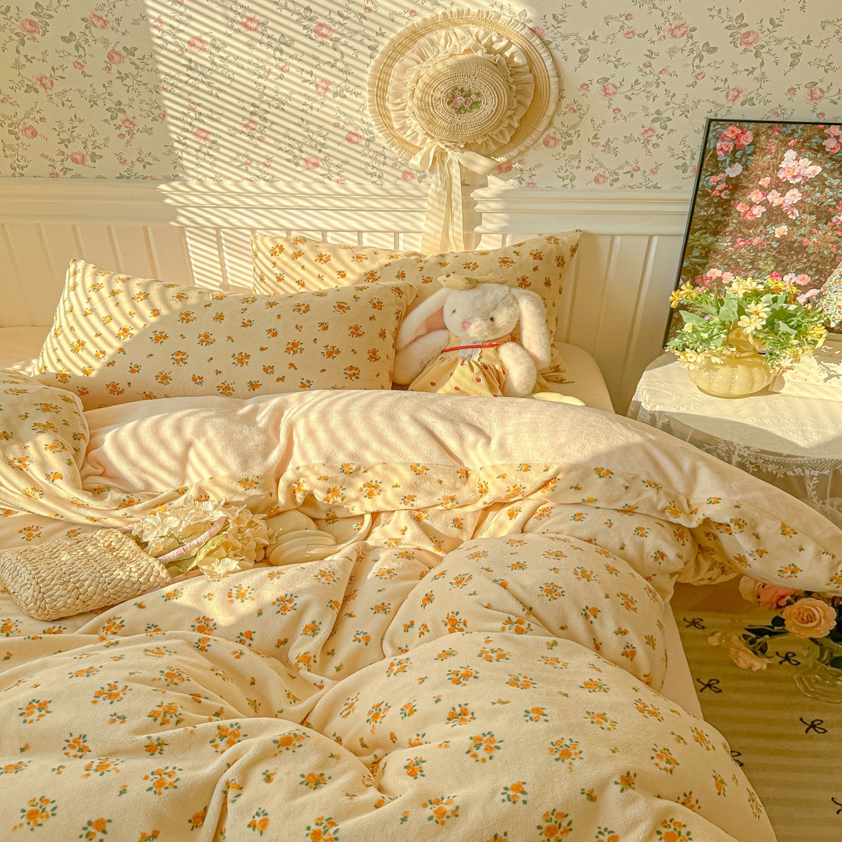 91家纺网 家纺一手货源 找家纺 （总）韩巢家纺 2025新款高克重印花牛奶绒床品四件套