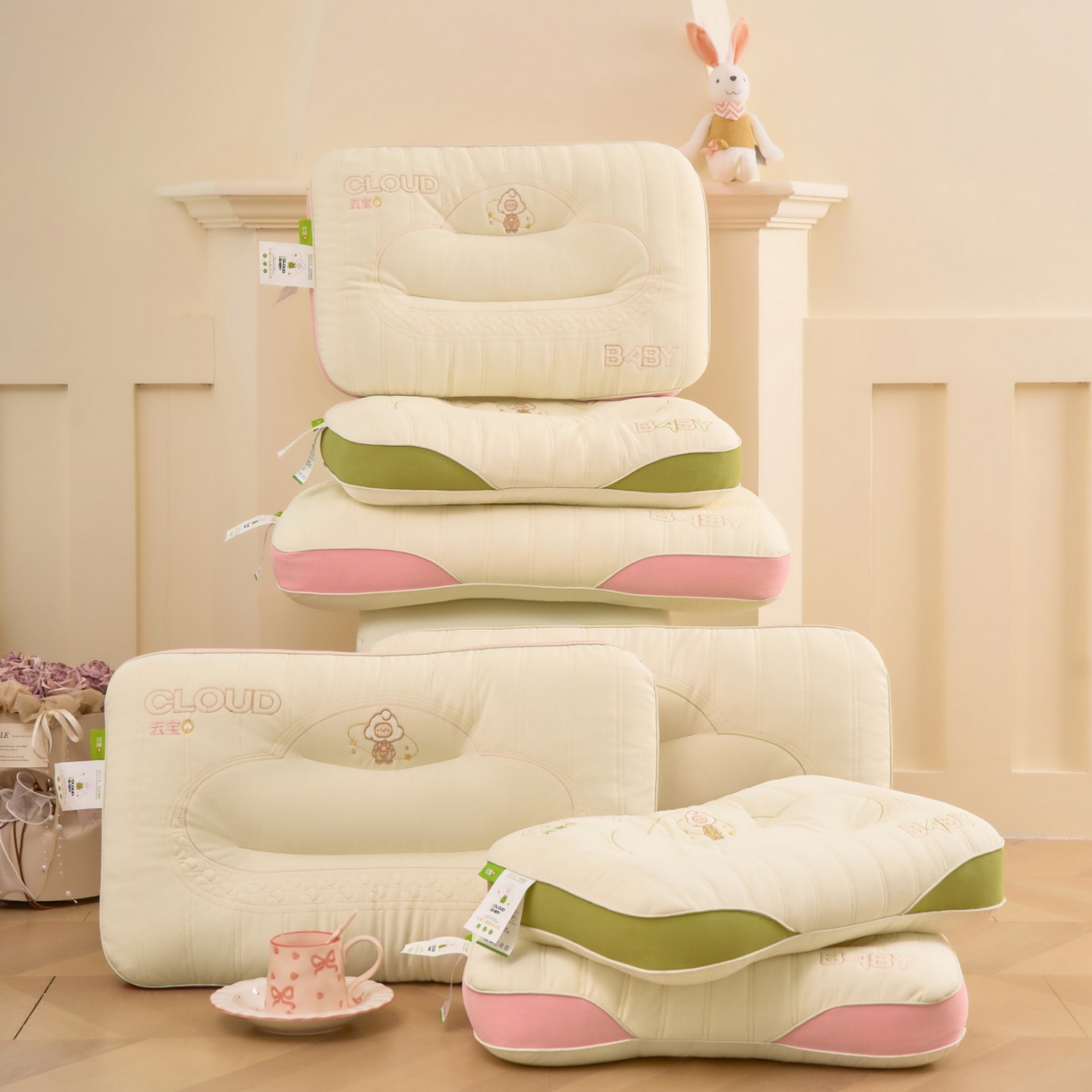 晚儿 2025新款A类云宝分区护颈枕头枕芯 组合图（仅展示）