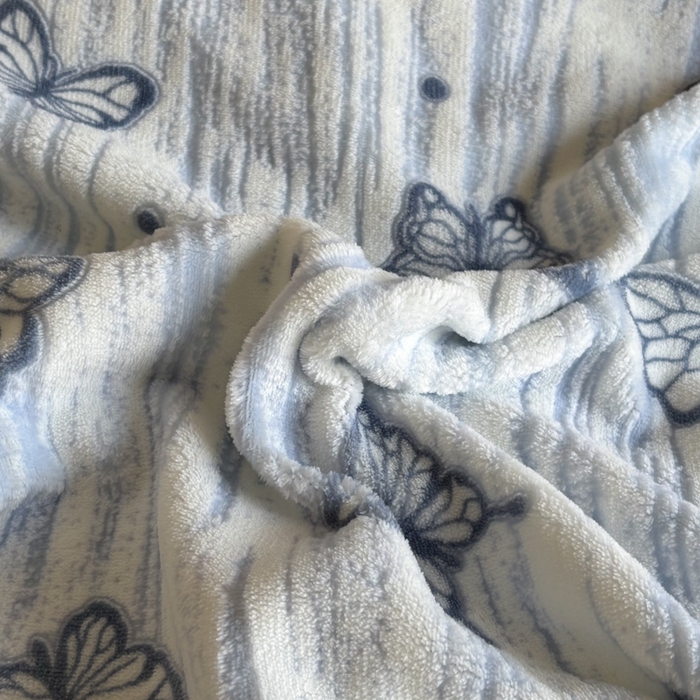 91家纺网 家纺一手货源 找家纺 昊川家纺 2025新款牛奶绒雕花绒轻奢花边蝴蝶结拼接款四件套 福蝶-蓝