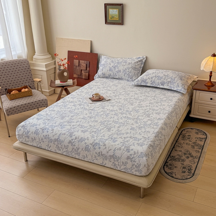 91家纺网 家纺一手货源 找家纺 （总）LIFE.丽芙 2025秋冬新款A类牛奶绒230g立体雕花加厚单层床笠单件床垫子保护套罩子三件套