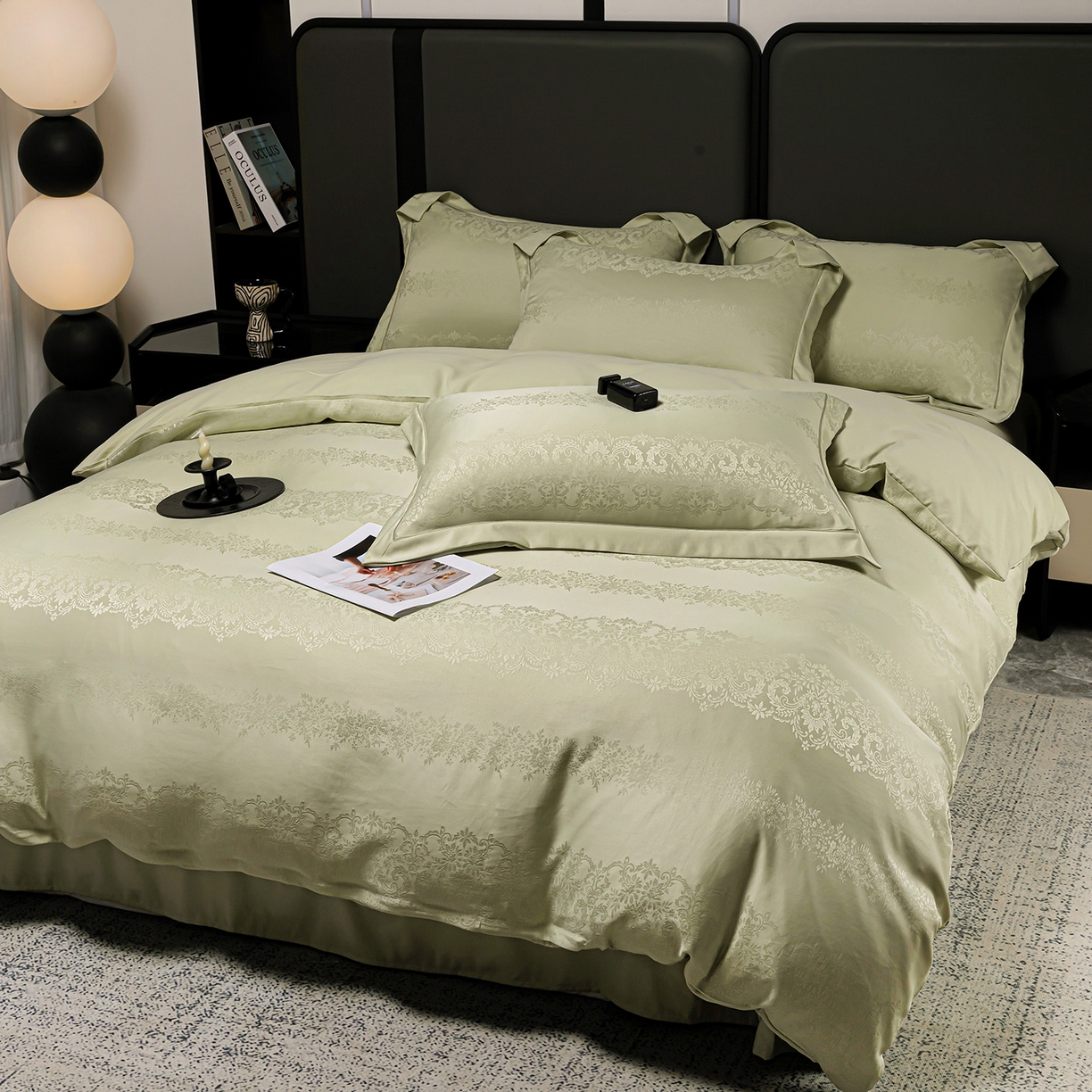 91家纺网 家纺一手货源 找家纺 （总）优选 2025新款欧式轻奢风直播热款贡缎提花四件套床单床笠款