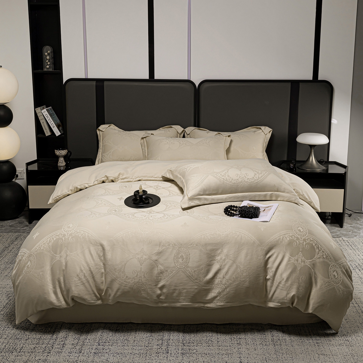 91家纺网 家纺一手货源 找家纺 （总）优选 2025新款欧式轻奢风直播热款贡缎提花四件套床单床笠款