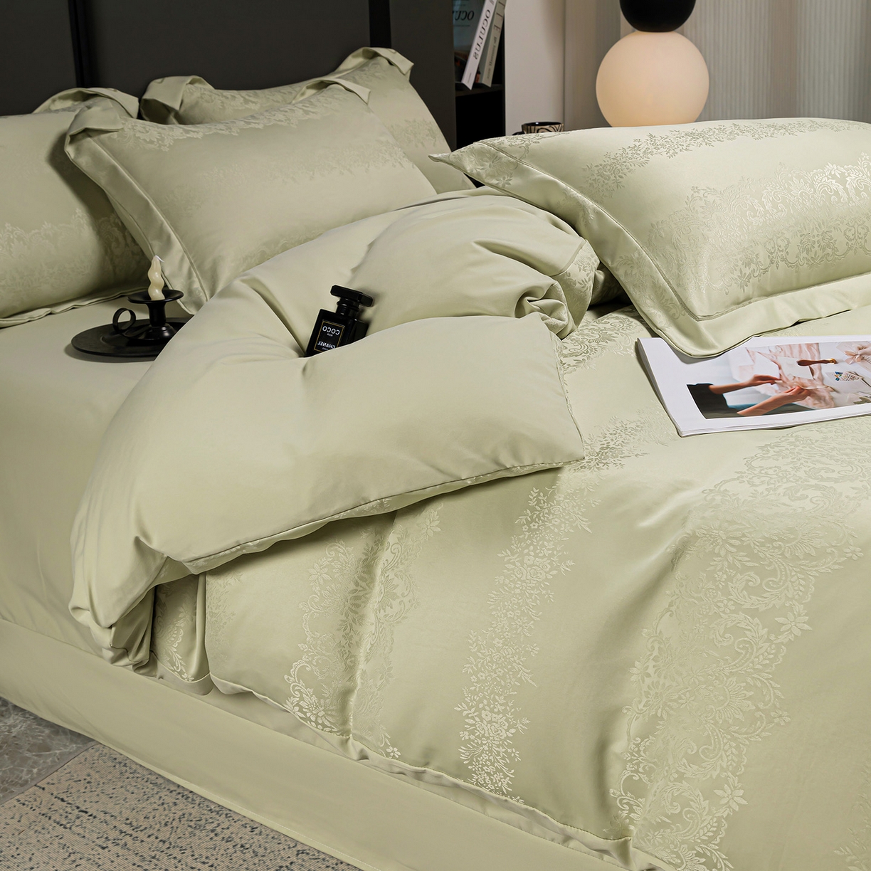 91家纺网 家纺一手货源 找家纺 （总）优选 2025新款欧式轻奢风直播热款贡缎提花四件套床单床笠款