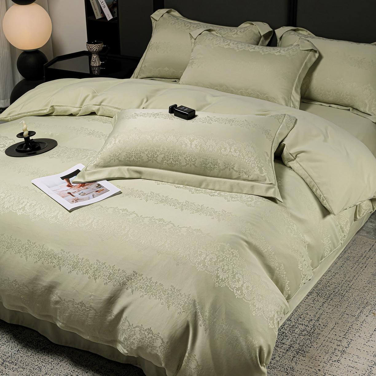 91家纺网 家纺一手货源 找家纺 （总）优选 2025新款欧式轻奢风直播热款贡缎提花四件套床单床笠款