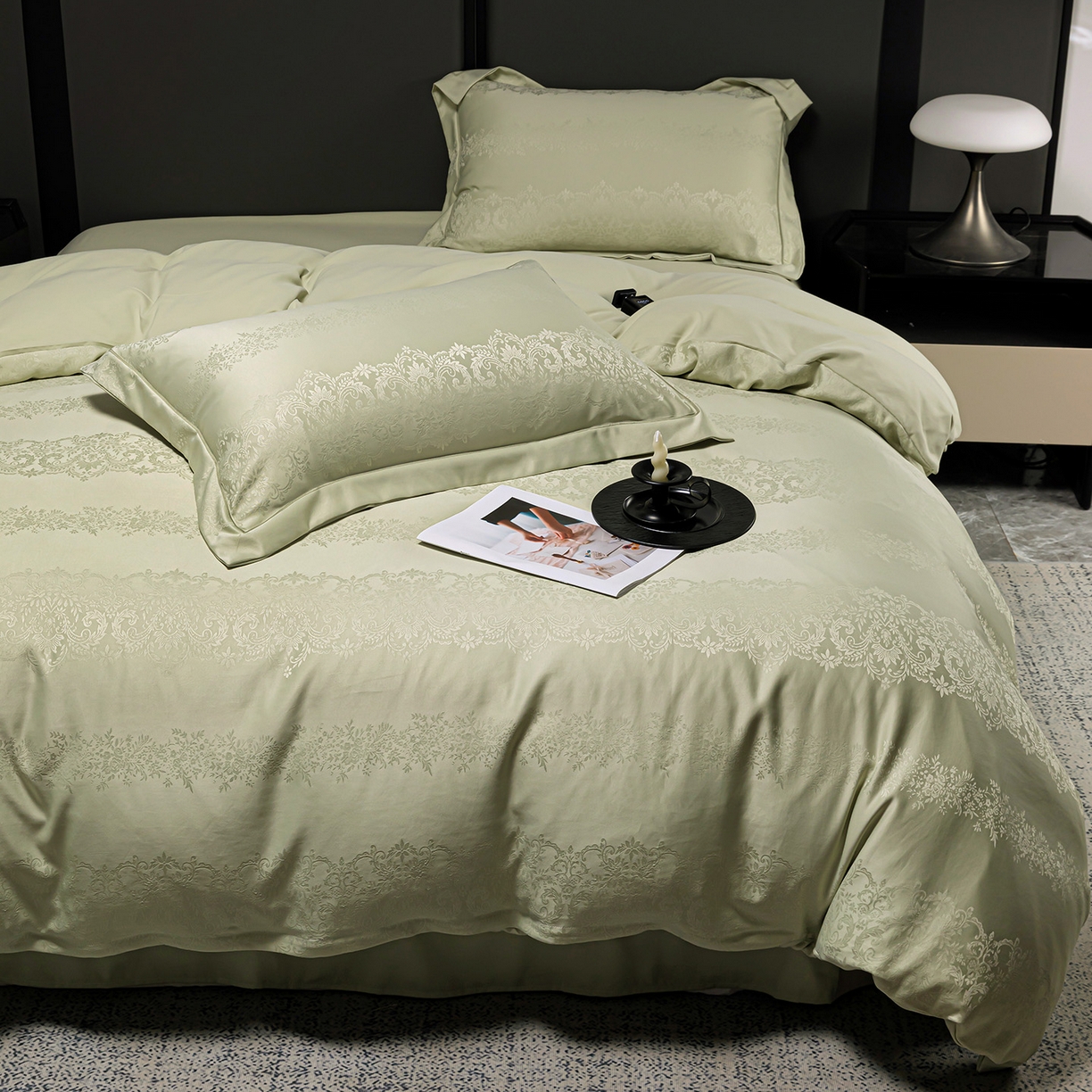 91家纺网 家纺一手货源 找家纺 优选 2025新款欧式轻奢风直播热款贡缎提花四件套床单床笠款 小春野