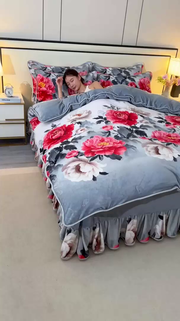 91家纺网 家纺一手货源 找家纺 （总）雨洋2025新款加厚保暖8.5斤牛奶绒金貂婴儿绒四件套