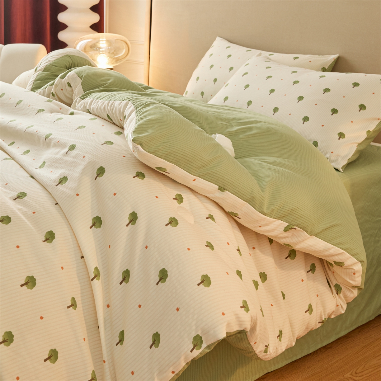 91家纺网 家纺一手货源 找家纺 换种生活 2025新款A类泡泡棉冬被被子被芯 森林绿