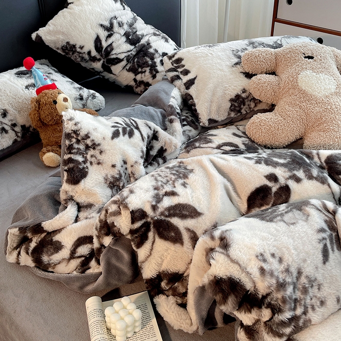 91家纺网 家纺一手货源 找家纺 金梦拉 2025直播爆款A类加厚兔绒印花系列四件套 花海