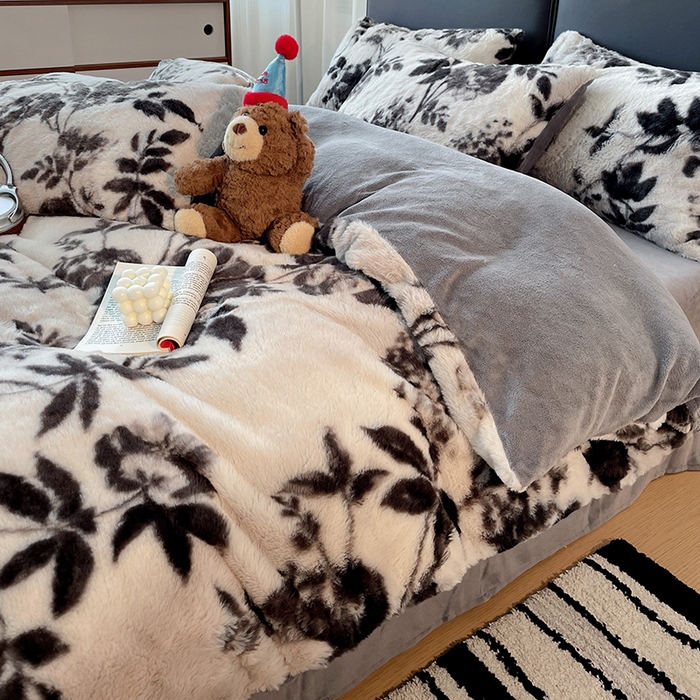 91家纺网 家纺一手货源 找家纺 金梦拉 2025直播爆款A类加厚兔绒印花系列四件套 花海