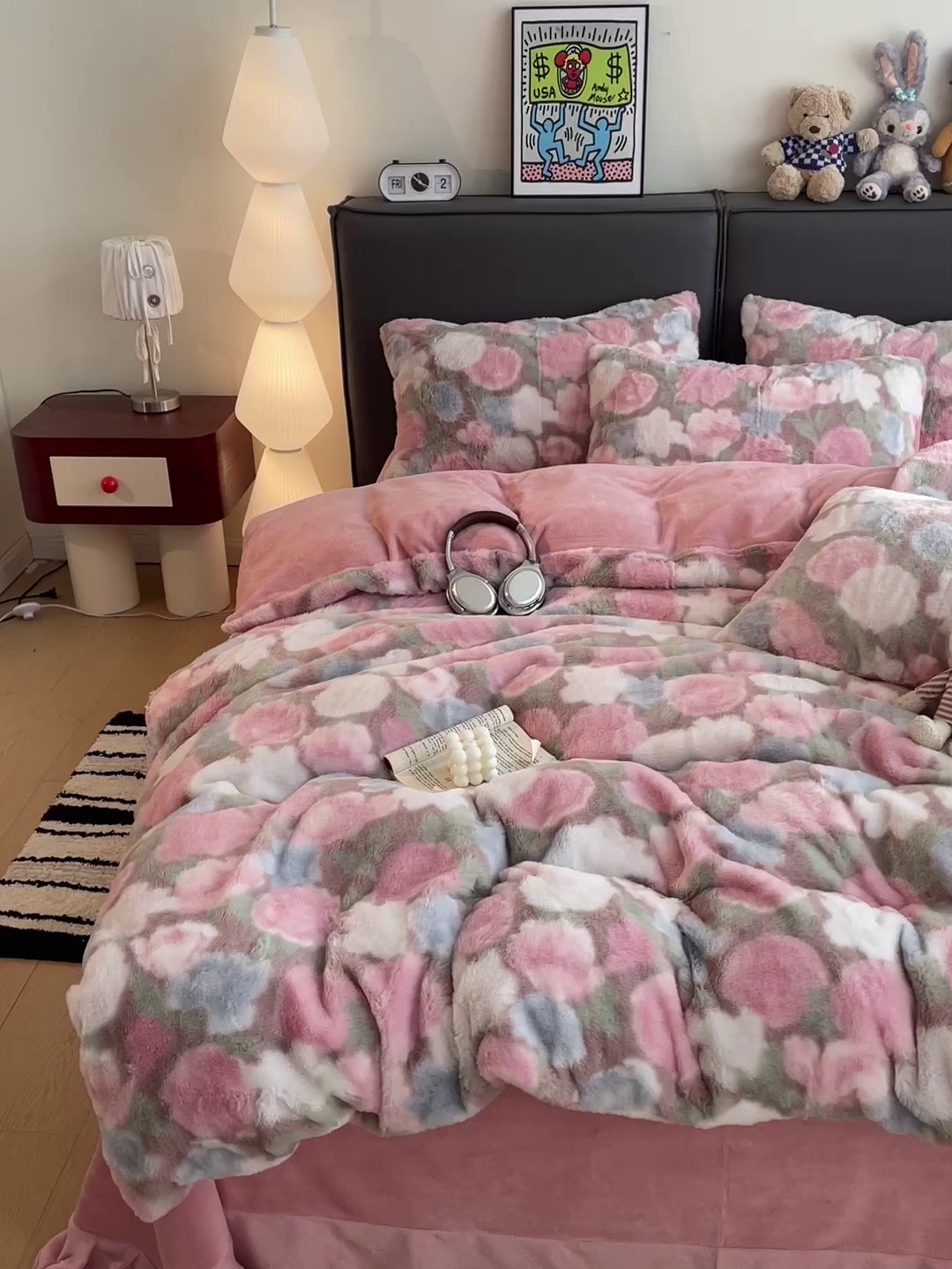 91家纺网 家纺一手货源 找家纺 金梦拉 2025直播爆款A类加厚兔绒印花系列四件套 花漾