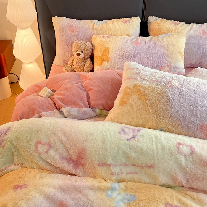 91家纺网 家纺一手货源 找家纺 金梦拉 2025直播爆款A类加厚兔绒印花系列四件套 幻碟