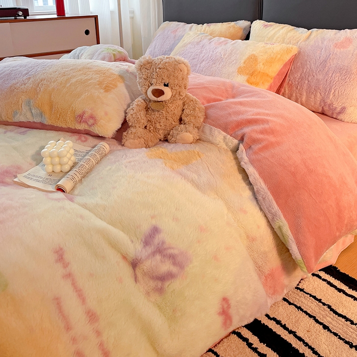 91家纺网 家纺一手货源 找家纺 金梦拉 2025直播爆款A类加厚兔绒印花系列四件套 幻碟