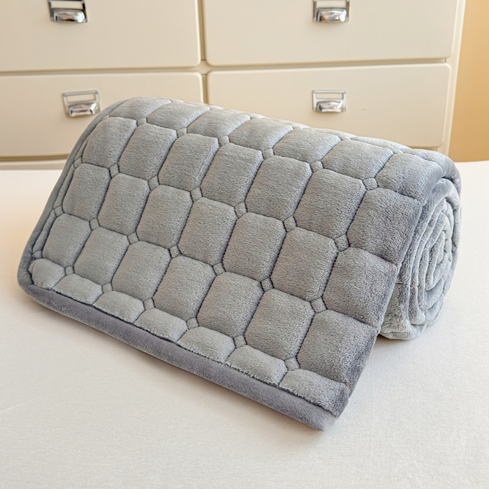 91家纺网 家纺一手货源 找家纺 雅萱家纺 2025新款牛奶绒夹棉印花床垫学生图 绒床垫-灰色