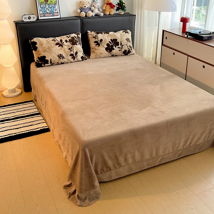 91家纺网 家纺一手货源 找家纺 金梦拉 2025直播爆款A类加厚兔绒印花系列四件套 简单爱