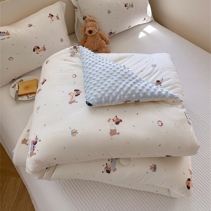 暖生活 2025新款针织棉豆豆绒大豆秋冬被 被子被芯 点点腊肠