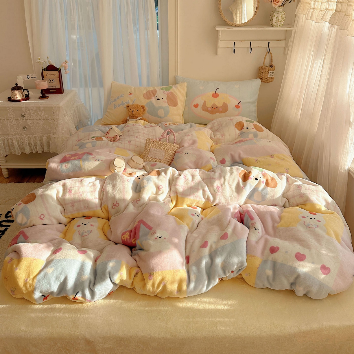 91家纺网 家纺一手货源 找家纺 （总）美乐迪家纺 2025秋冬新款牛奶绒四件套