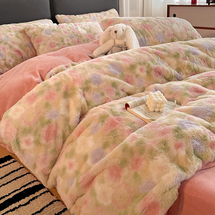 91家纺网 家纺一手货源 找家纺 金梦拉 2025直播爆款A类加厚兔绒印花系列四件套 曼塔