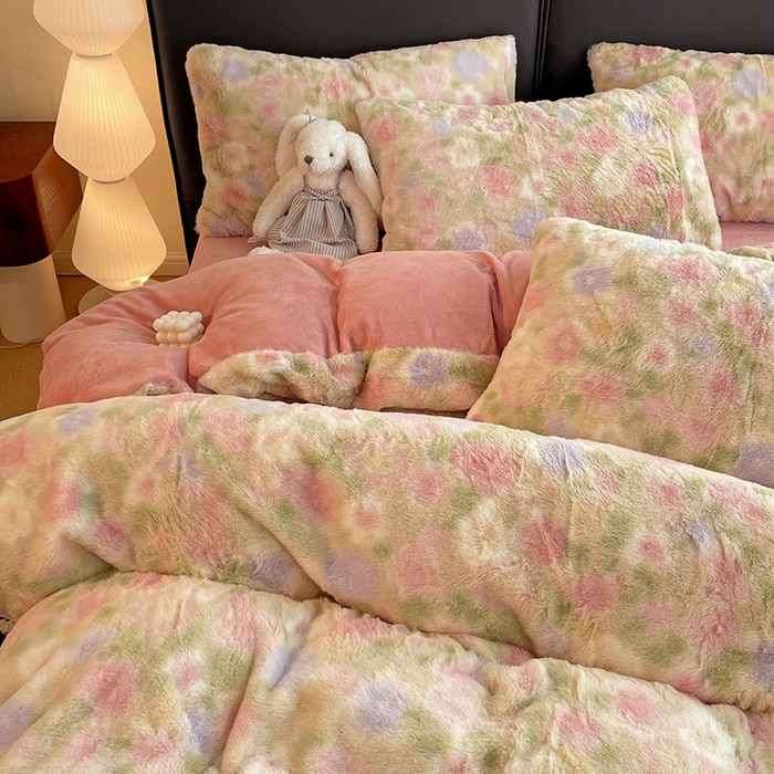 91家纺网 家纺一手货源 找家纺 金梦拉 2025直播爆款A类加厚兔绒印花系列四件套 曼塔