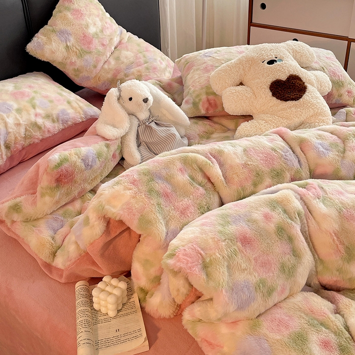 91家纺网 家纺一手货源 找家纺 金梦拉 2025直播爆款A类加厚兔绒印花系列四件套 曼塔