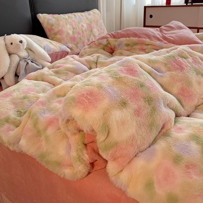 91家纺网 家纺一手货源 找家纺 金梦拉 2025直播爆款A类加厚兔绒印花系列四件套 曼塔