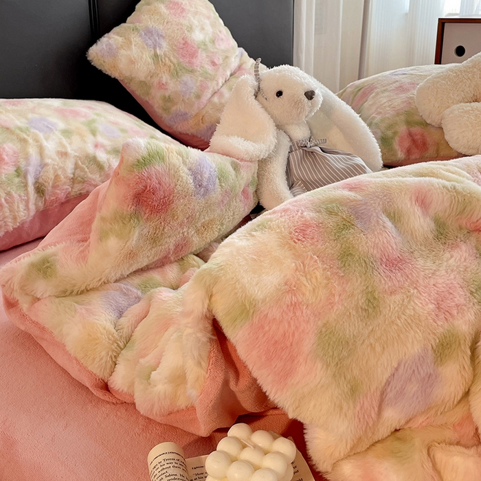 91家纺网 家纺一手货源 找家纺 金梦拉 2025直播爆款A类加厚兔绒印花系列四件套 曼塔