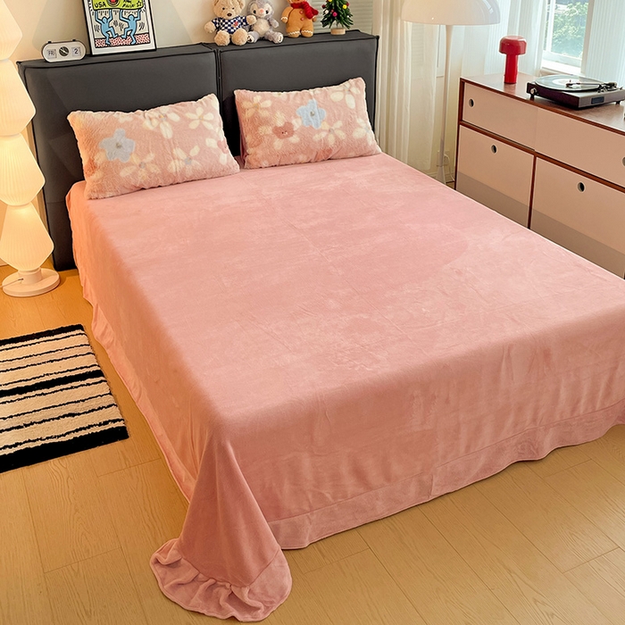 91家纺网 家纺一手货源 找家纺 金梦拉 2025直播爆款A类加厚兔绒印花系列四件套 暖阳