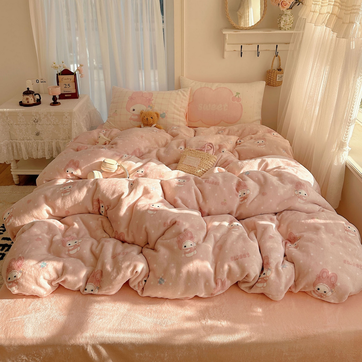 91家纺网 家纺一手货源 找家纺 （总）美乐迪家纺 2025秋冬新款牛奶绒四件套