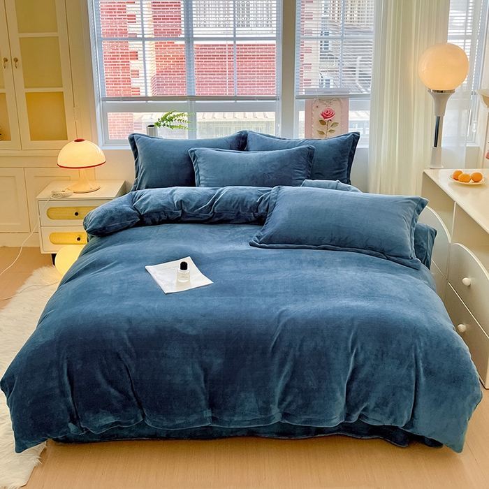 （总）富馨莱 2025新款牛奶绒纯色双拼四件套