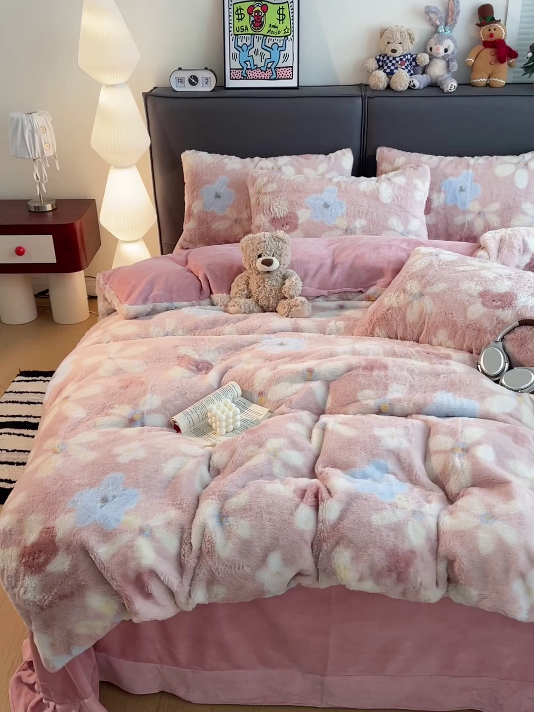 91家纺网 家纺一手货源 找家纺 金梦拉 2025直播爆款A类加厚兔绒印花系列四件套 暖阳