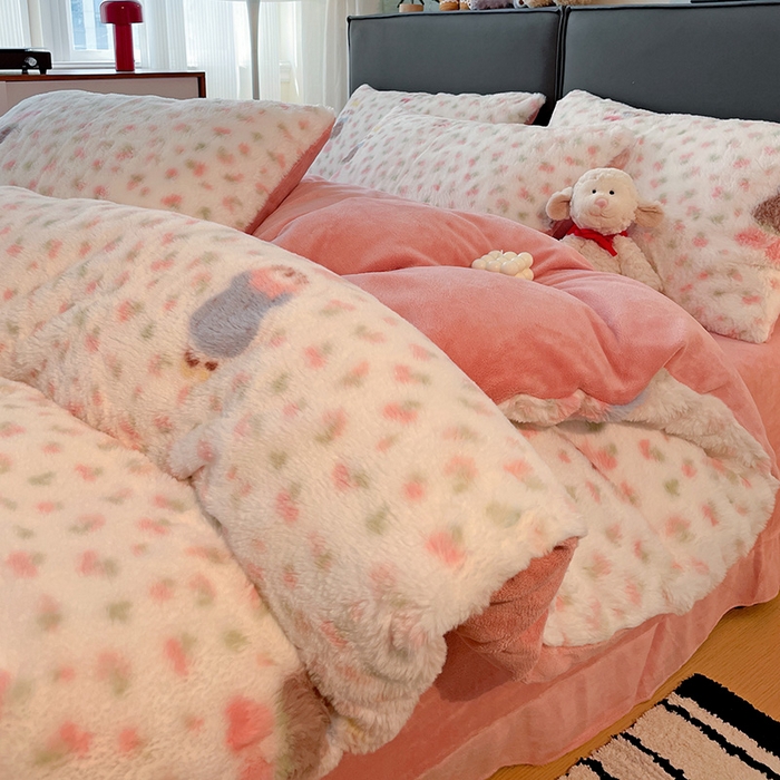 91家纺网 家纺一手货源 找家纺 金梦拉 2025直播爆款A类加厚兔绒印花系列四件套 童趣