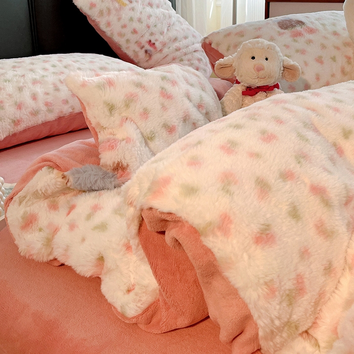 91家纺网 家纺一手货源 找家纺 金梦拉 2025直播爆款A类加厚兔绒印花系列四件套 童趣