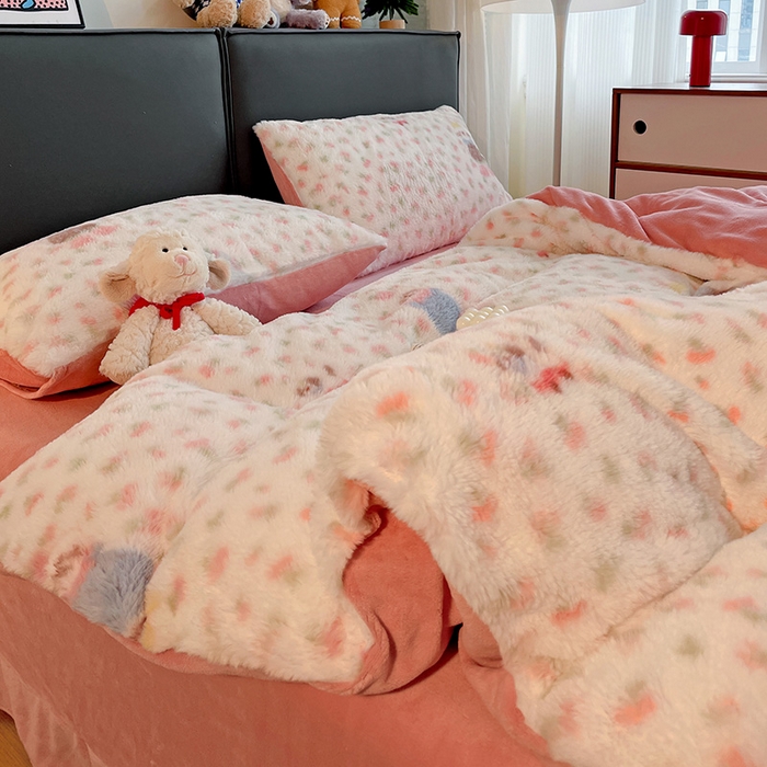 91家纺网 家纺一手货源 找家纺 金梦拉 2025直播爆款A类加厚兔绒印花系列四件套 童趣