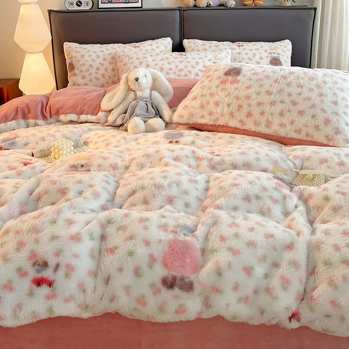 91家纺网 家纺一手货源 找家纺 金梦拉 2025直播爆款A类加厚兔绒印花系列四件套 童趣