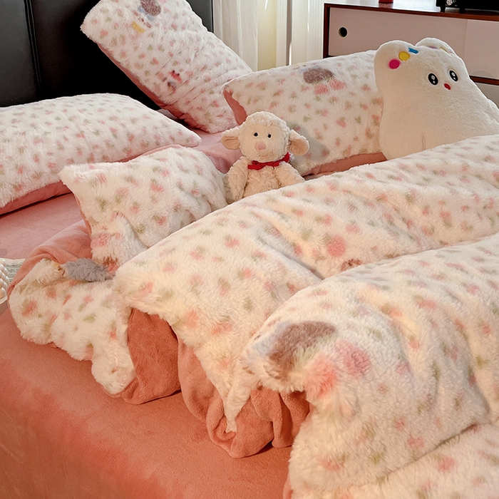 91家纺网 家纺一手货源 找家纺 金梦拉 2025直播爆款A类加厚兔绒印花系列四件套 童趣