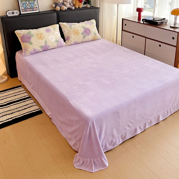 91家纺网 家纺一手货源 找家纺 金梦拉 2025直播爆款A类加厚兔绒印花系列四件套 烟熏紫