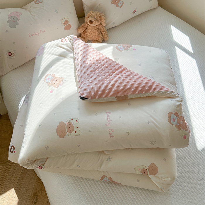 暖生活 2025新款针织棉豆豆绒大豆秋冬被 被子被芯 黑皮KT