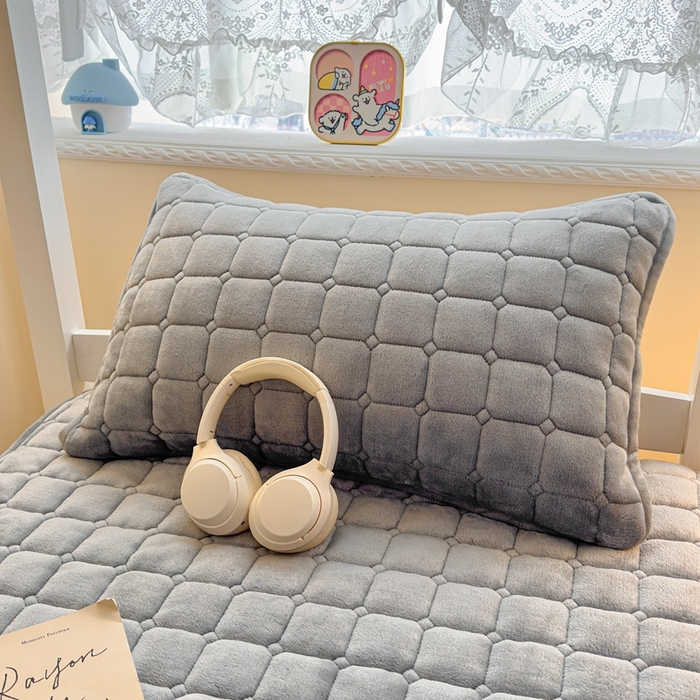 91家纺网 家纺一手货源 找家纺 雅萱家纺 2025新款牛奶绒夹棉印花床垫学生图 绒床垫-灰色