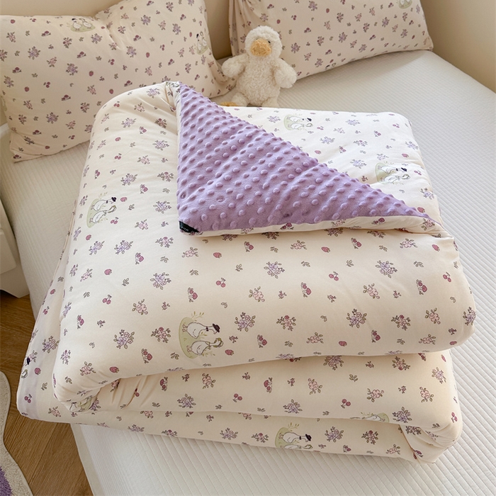 暖生活 2025新款针织棉豆豆绒大豆秋冬被 被子被芯 花花鸭