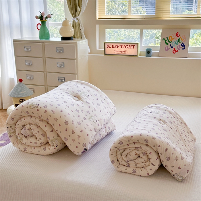 91家纺网 家纺一手货源 找家纺 暖生活 2025新款针织棉豆豆绒大豆秋冬被 被子被芯 花花鸭